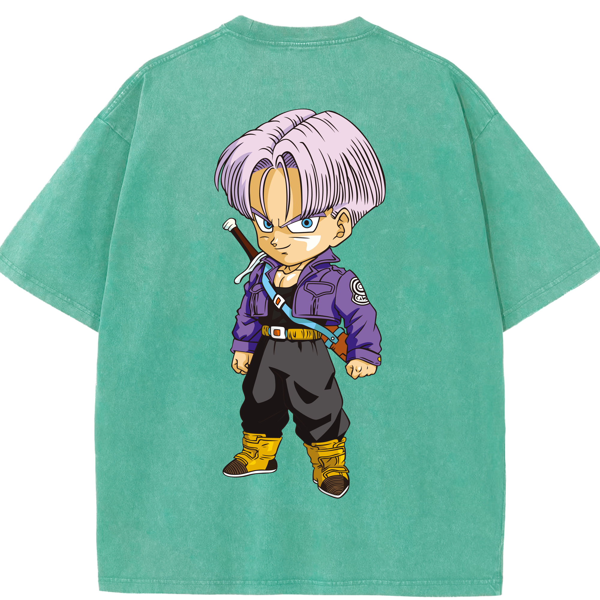 （画像用） ドラゴンボール トランクス（Torankusu）DRAGON BALL Trunks 綿100% ヴィンテージ風 半袖Tシャツ（背面プリント）
